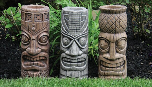 Tiki Island Bust Sculpture Set of Three Statues